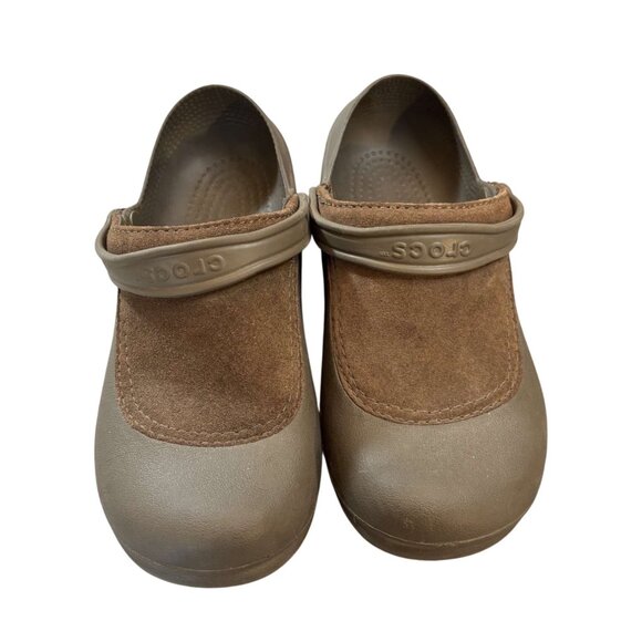 Womens Crocs Troika Brown Slip-On Clogs With Faux Suede Upper Ankle Strap Size 9 - Picture 8 of 8